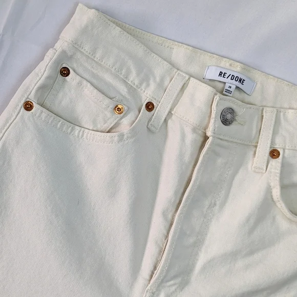 Re/Done 70S High Rise Skinny Bootcut Jean Button Fly Frayed Vintage White 28 NWT - Picture 5 of 15